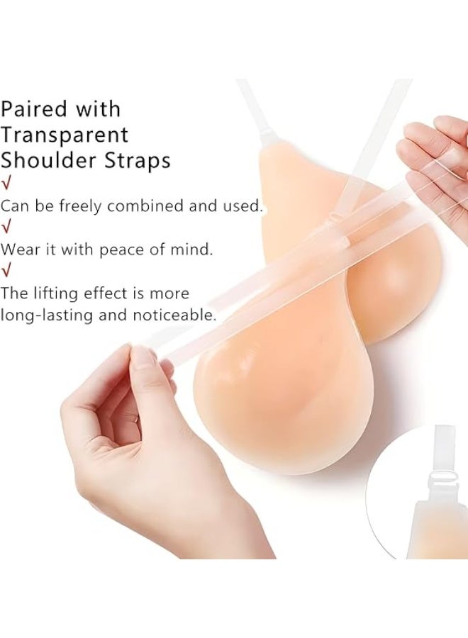 Reusable Invisible Adhesive Silicone Bra for Women with Neck Strap Natural Lift Push Up Seamless Strapless Bra for Open Back Off Shoulder Dresses and Swimwear - Image 5
