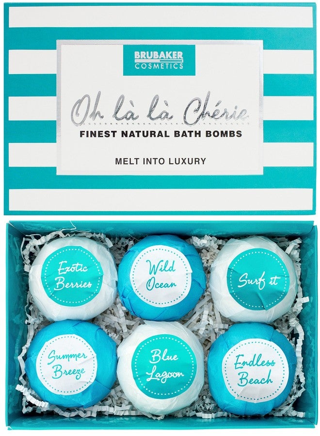 BRUBAKER Bath Bombs Gift Set "Oh là là Chérie" - 6 Handmade Luxury Spa Bath Fizzies - All Natural, Vegan, Organic Ingredients - Coconut Oil Moisturizes Dry Skin - Image 1