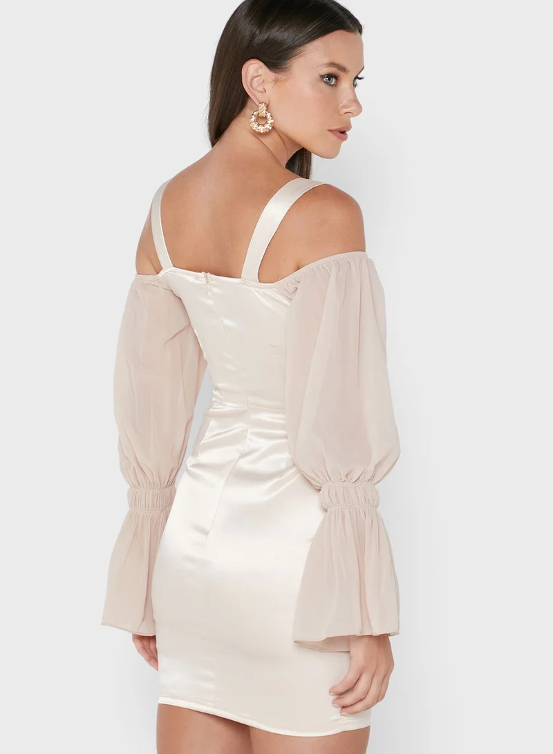 saint genies Balloon Sleeve Bodycon Dress