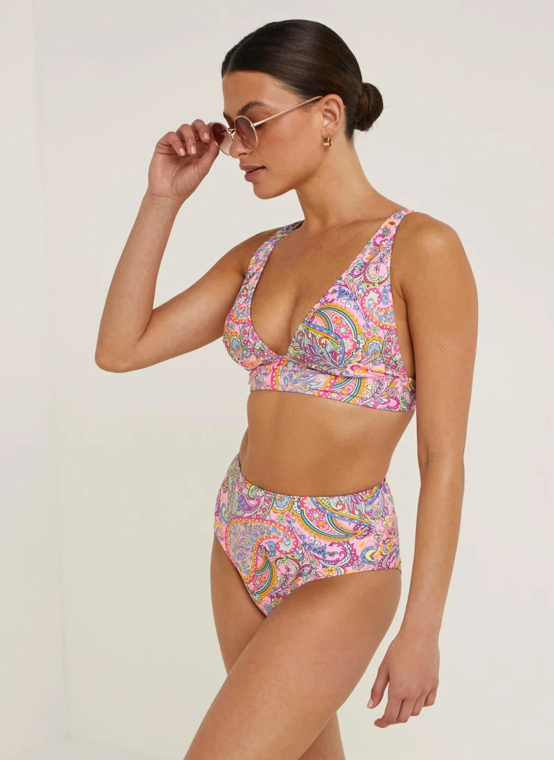 Matalan Multicoloured Paisley High Waisted Brazilian Bikini Bottoms