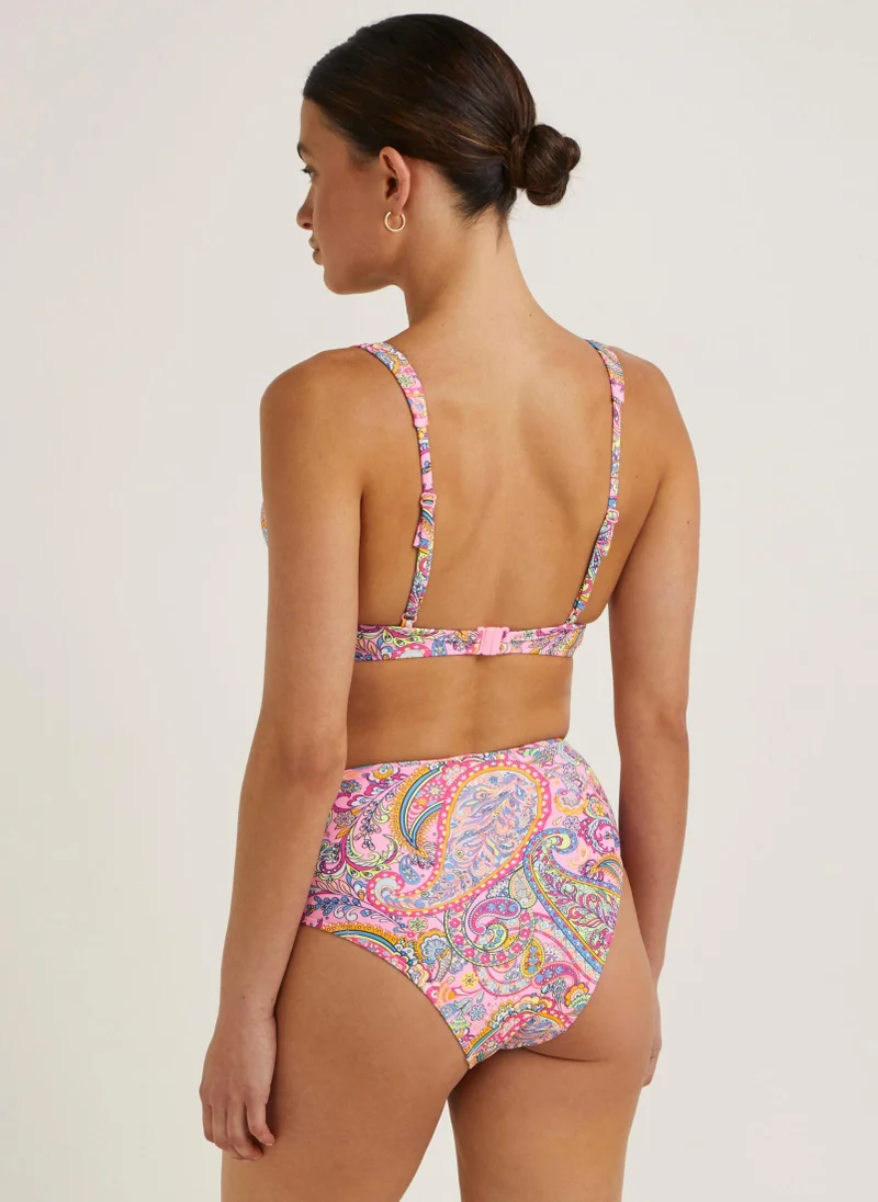 Matalan Multicoloured Paisley High Waisted Brazilian Bikini Bottoms