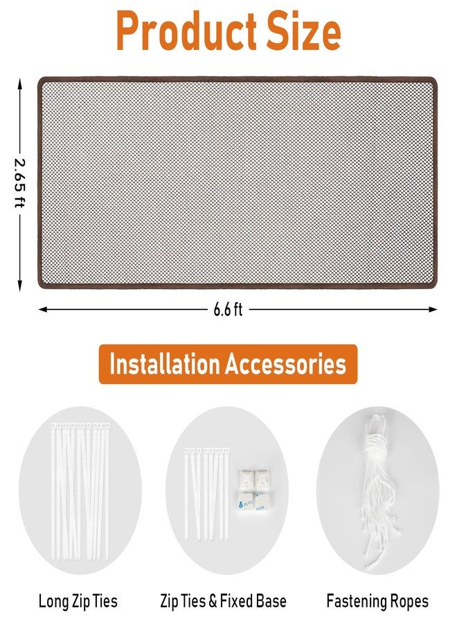 Gudui Banister Guard 6.6ft x 2.6ft Child Safety Net Balcony Stair Railing Proof Mesh for Kids, Toys, Pets, Brown - Image 2