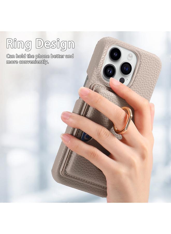 زبون جراب لهاتف iPhone 13 Pro Max مصنوع من جلد الليتشي مع حافة زيتية وغطاء خلفي للبطاقة - Image 3