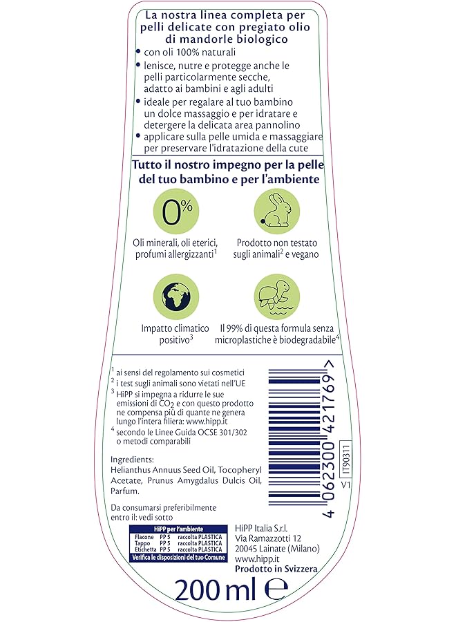 Hipp Babysanft Baby Care Oil For Children Deep Nourishes And Protects Skin For Dry And Sensitive Skin With 100% Natural Oils 1 X 200 Ml Bottle - Image 5