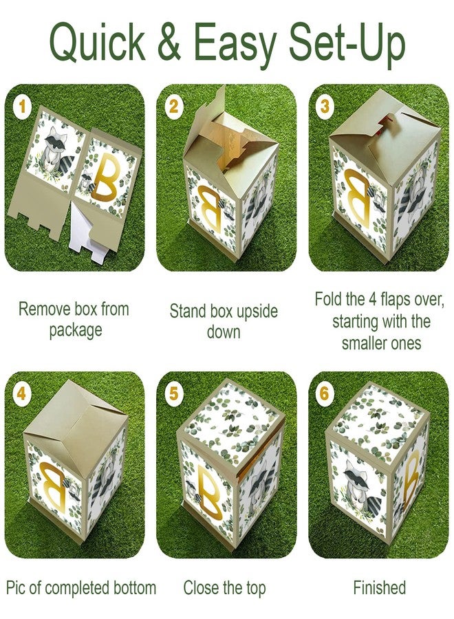 YARA Woodland Baby Shower Decorations Boxes for Boy Girl, Sage Green Party Decor Letters, Boho Baby Blocks Decoration Backdrop, Neutral Gender & Reveal Box Centerpieces, Forest Animals Greenery Theme - Image 3