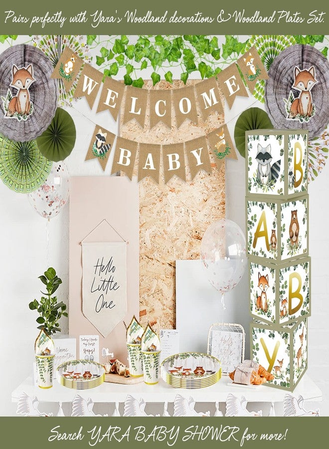 YARA Woodland Baby Shower Decorations Boxes for Boy Girl, Sage Green Party Decor Letters, Boho Baby Blocks Decoration Backdrop, Neutral Gender & Reveal Box Centerpieces, Forest Animals Greenery Theme - Image 5