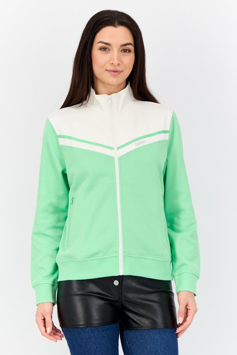 ESPRIT Women Brand Logo Jacket Shirt, Green  - Image 1