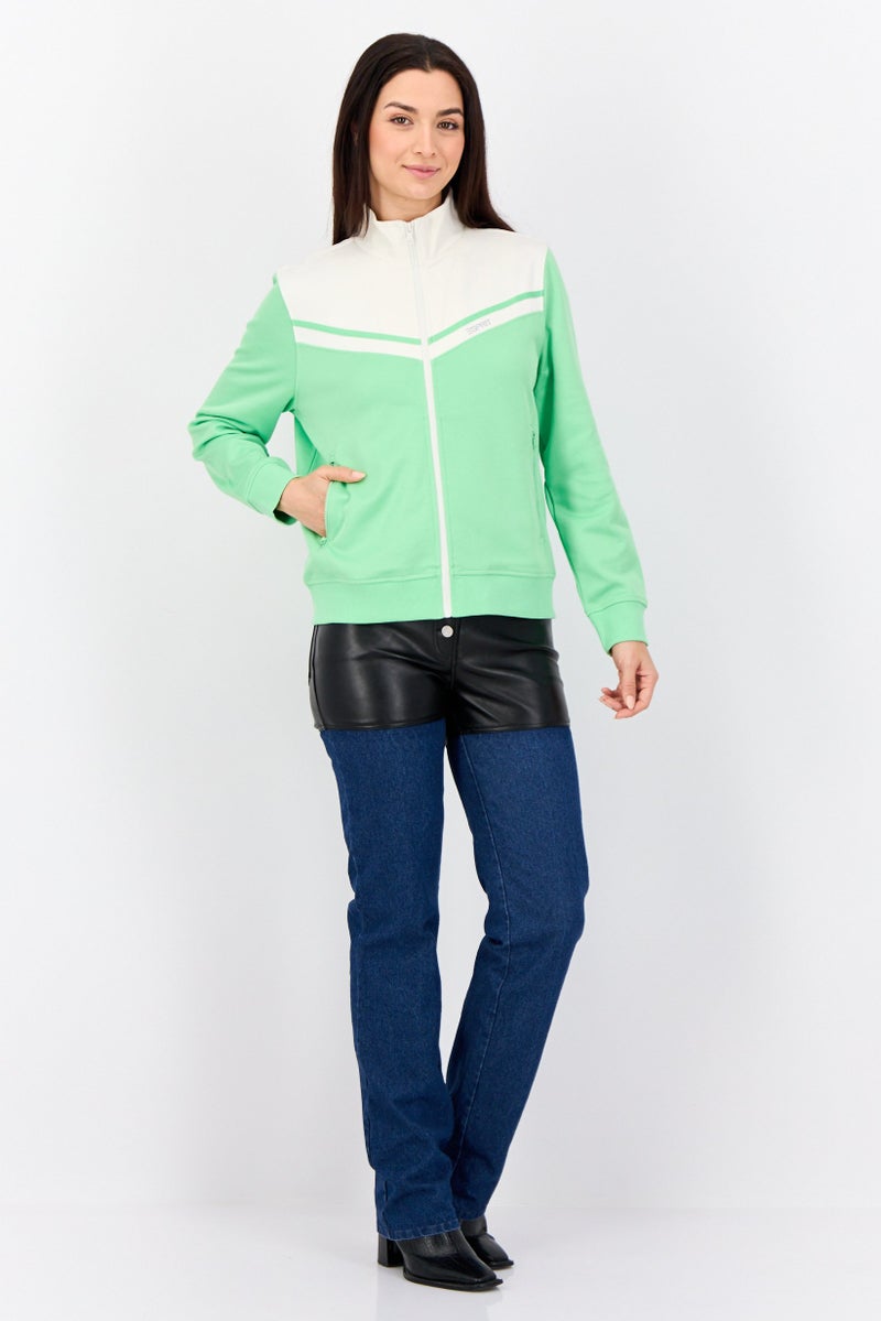ESPRIT Women Brand Logo Jacket Shirt, Green  - Image 4
