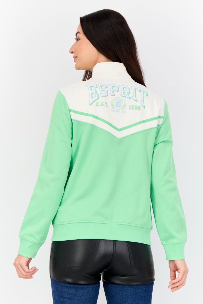 ESPRIT Women Brand Logo Jacket Shirt, Green  - Image 3