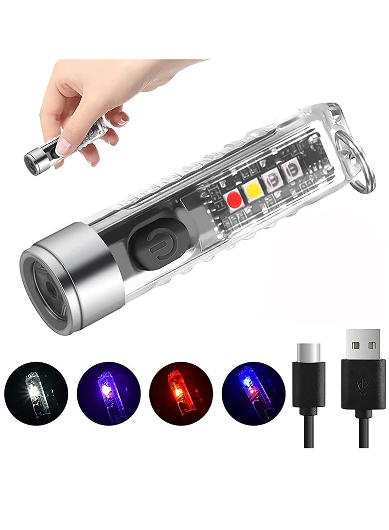 KASTWAVE Mini LED Flashlights USB Rechargeable Small Keychain Flashlight with 11 Modes of Main & Side Light, Portable Pocket EDC Flash Light for Daily Using, Backpacking, Camping, Hiking, etc. - Image 1