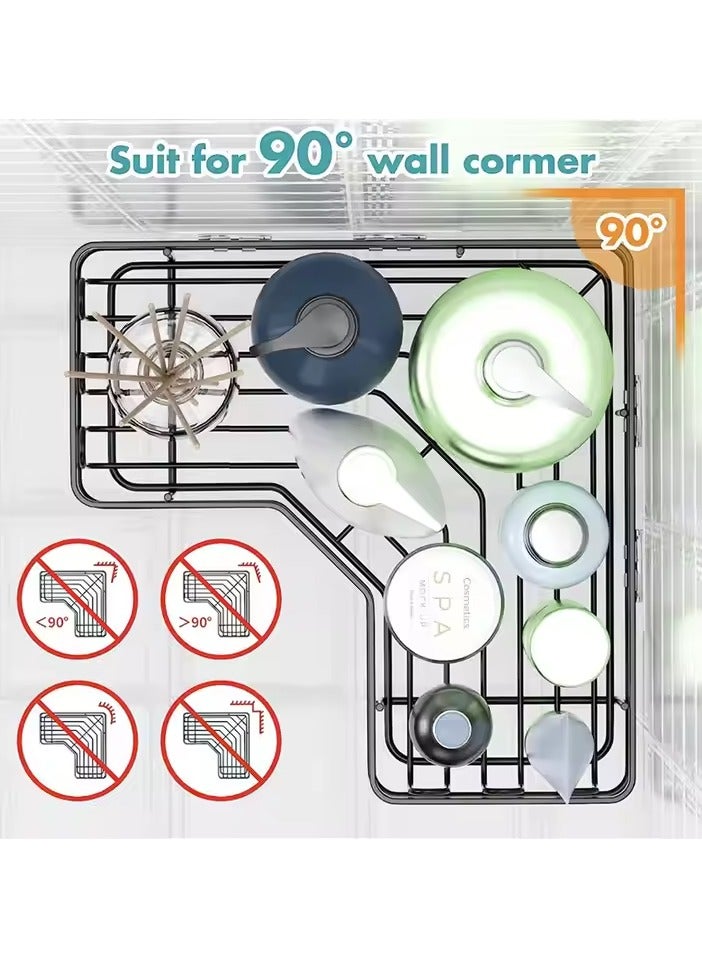 5-Pack Rustproof Shower Caddy Set – Carbon Steel Bathroom Organizer with Corner Shelves, Soap Rack & Adhesive Hooks for Wall Storage