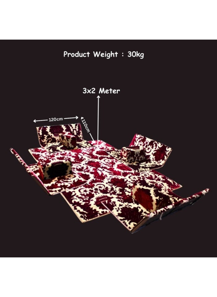 سمارت هوم طقم جلسة أرضية 9 قطع – فرشة أرضية مقاس 300×200 سم مع 4 كراسي أرضية مقاس 120 سم لشخصين و4 مراكي مريحة، جلسة عربية عصرية للمنزل والاستقبال - Image 2