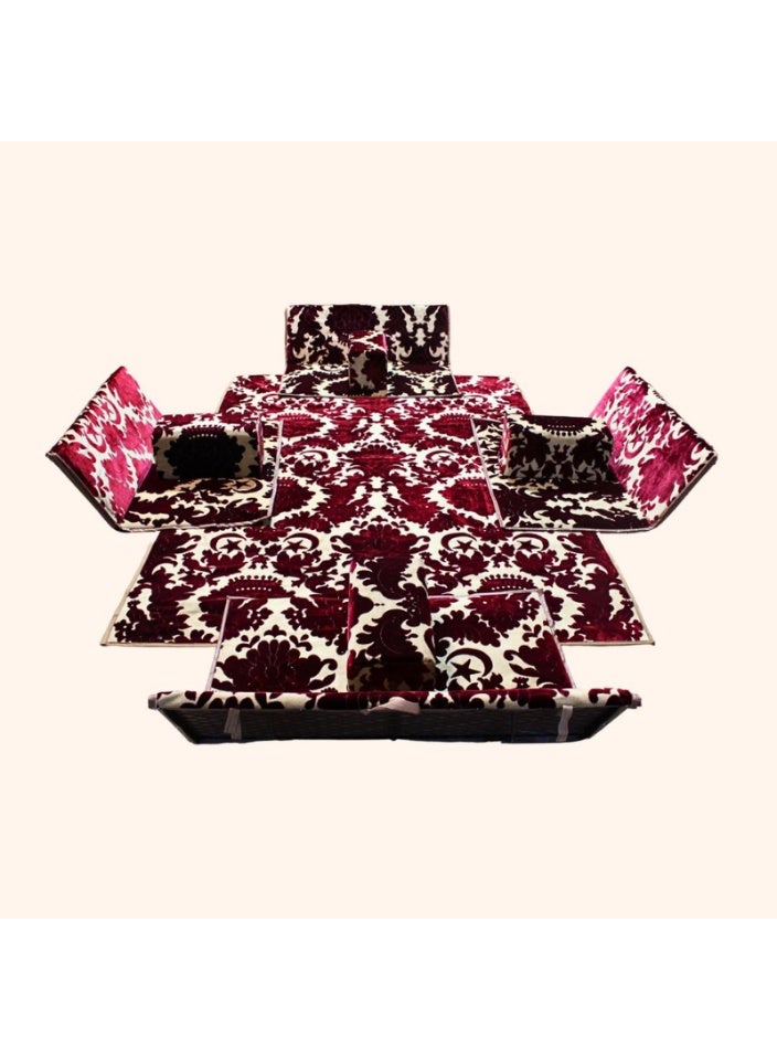 سمارت هوم طقم جلسة أرضية 9 قطع – فرشة أرضية مقاس 300×200 سم مع 4 كراسي أرضية مقاس 120 سم لشخصين و4 مراكي مريحة، جلسة عربية عصرية للمنزل والاستقبال - Image 5