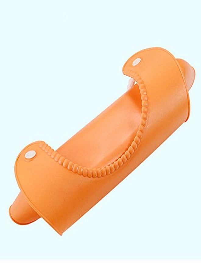 Alya The Cheeky Kidzz Newborn Cute Attractive Plain Solid Baby Button Bib Apron Waterproof With PVC Silicone Durable washable back For Feeding Toddlers/Infants Babies(0 Months+) (PACK OF 1, ORANGE) - Image 3