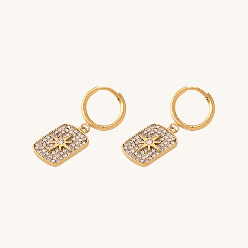 PALMONAS 18k Gold Tone Plated Stones Sparkle Drop Earrings
 for Women - Image 1