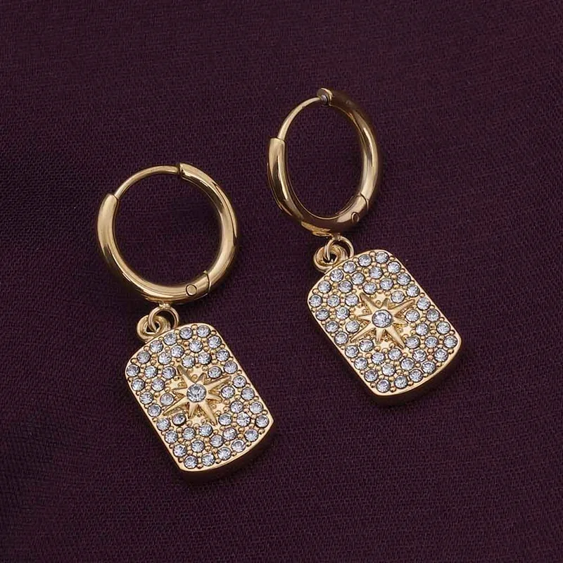 بالموناس PALMONAS 18k Gold Tone Plated Stones Sparkle Drop Earrings
 for Women