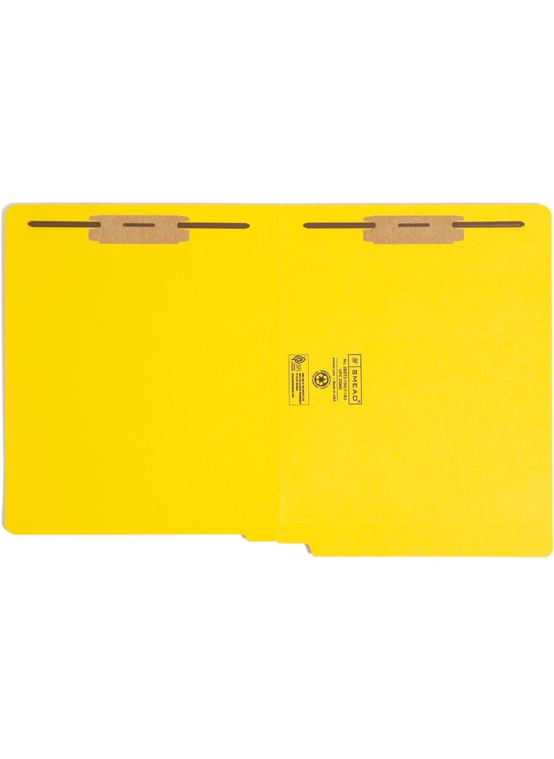 Smead Smead End Tab Fastener File Folder, Shelf-Master® Reinforced Straight-Cut Tab, 2 Fasteners, Letter Size, Yellow, 50 per Box (25940)  - Image 2