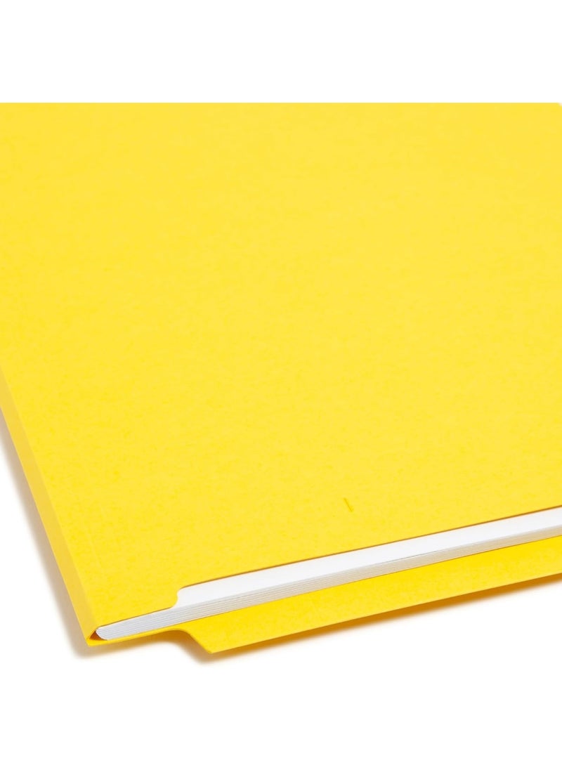 Smead Smead End Tab Fastener File Folder, Shelf-Master® Reinforced Straight-Cut Tab, 2 Fasteners, Letter Size, Yellow, 50 per Box (25940)  - Image 1