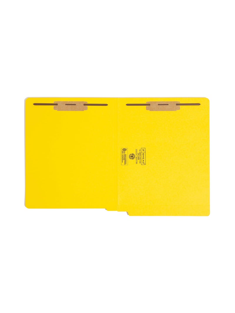 Smead End Tab Fastener File Folder, Shelf-MasterÂ® Reinforced Straight-Cut Tab, 2 Fasteners, Letter Size, Yellow, 50 per Box (25940) - Image 2