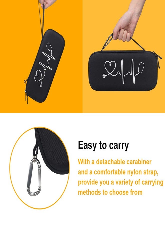BOVKE Stethoscope Case for 3M Littmann Classic III, Lightweight II S.E, Cardiology IV Diagnostic, MDF Acoustica Deluxe Stethoscopes - Extra Room for Penlights & Nurse Work Accessories, Black + Black - Image 5