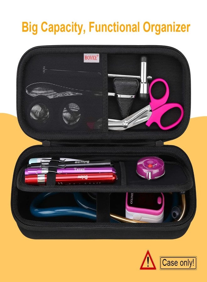 BOVKE Stethoscope Case for 3M Littmann Classic III, Lightweight II S.E, Cardiology IV Diagnostic, MDF Acoustica Deluxe Stethoscopes - Extra Room for Penlights & Nurse Work Accessories, Black + Black - Image 3