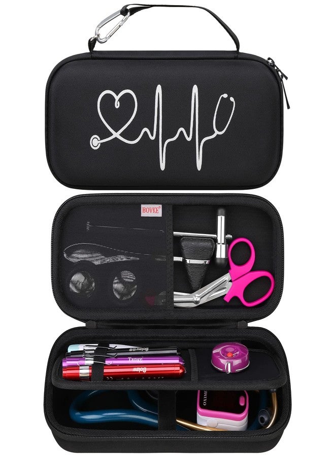 BOVKE Stethoscope Case for 3M Littmann Classic III, Lightweight II S.E, Cardiology IV Diagnostic, MDF Acoustica Deluxe Stethoscopes - Extra Room for Penlights & Nurse Work Accessories, Black + Black - Image 1