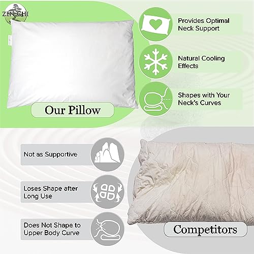 ZEN CHI Buckwheat Pillow - Organic King Size (20"X36") w Natural Cooling Technology- All Cotton Cover - Keep Cool Comfortable Sleep, Pillow Adjusts to The Contours of Head and Neck - Image 4