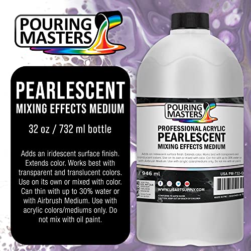 Pouring Masters 32 Oz Quart Acrylic Pearlescent Effects Medium Creates Pearl Iridescent Metallic Shimmer for Fluid Art Acrylic Painting - Image 3