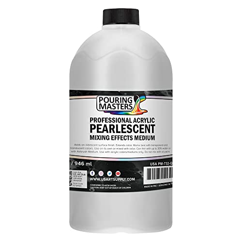 Pouring Masters 32 Oz Quart Acrylic Pearlescent Effects Medium Creates Pearl Iridescent Metallic Shimmer for Fluid Art Acrylic Painting - Image 1