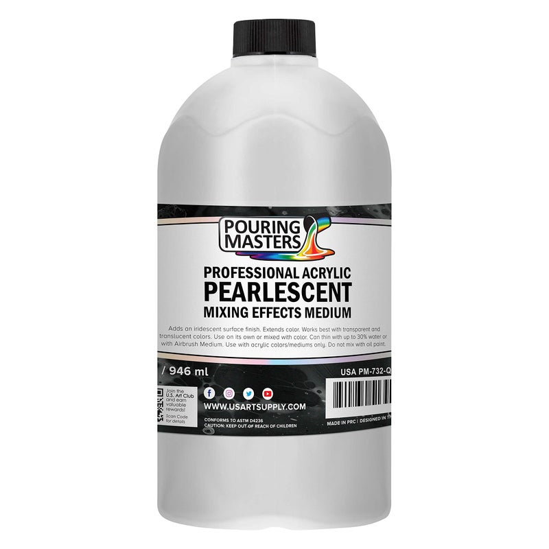 Pouring Masters 32 Oz Quart Acrylic Pearlescent Effects Medium Creates Pearl Iridescent Metallic Shimmer for Fluid Art Acrylic Painting - Image 2