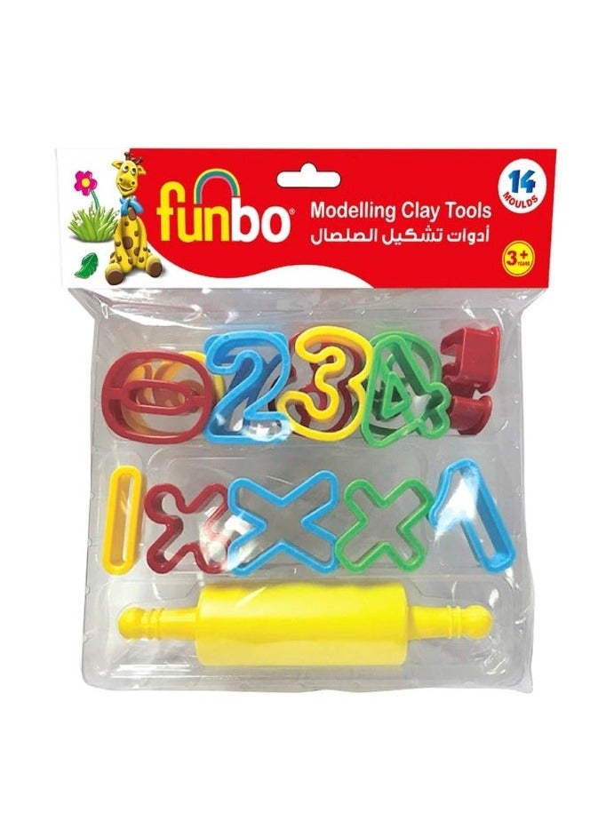 Funbo Modelling Clay Tools Numeric Letters, 14 PCS with Roller
