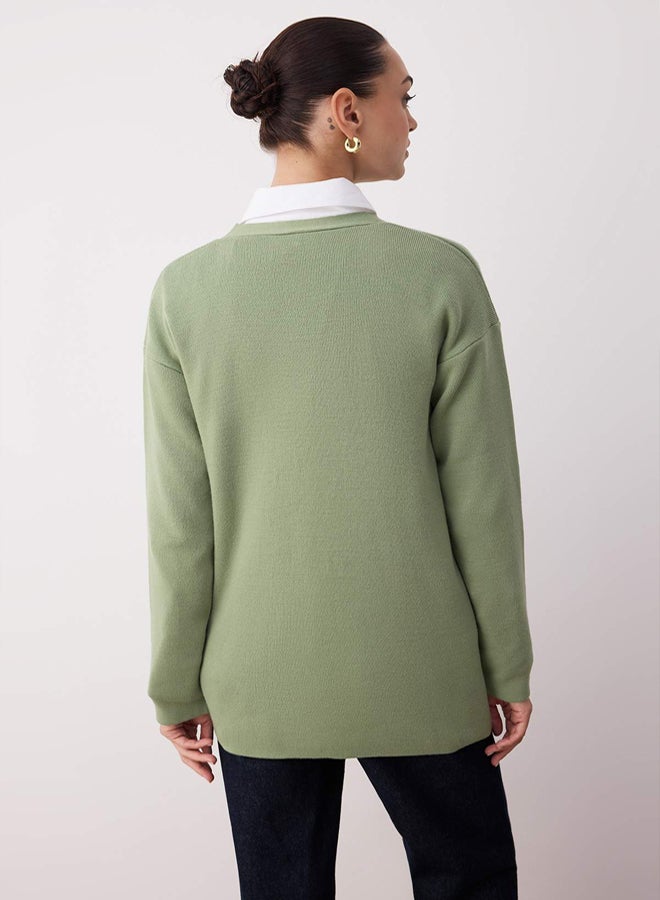 trendyol Mint Gold Buttoned Knitwear Cardigan - Image 4