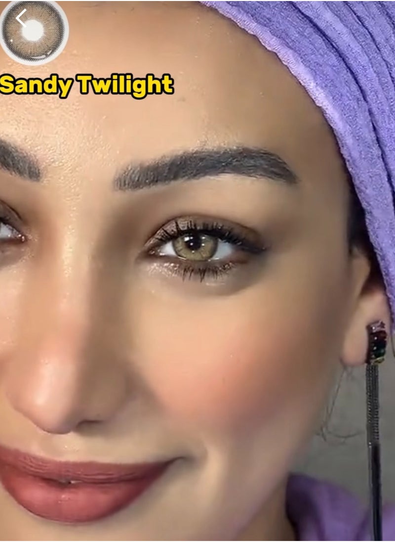 Unibling - Unibling Sandy Twilight  Yearly Colored Contact Lenses, Unisex Cosmetic Contact Lenses, Enlargement Collection, Brown Lenses, With Case - Image 1