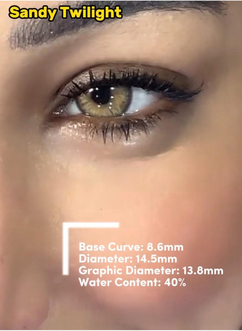 Unibling - Unibling Sandy Twilight  Yearly Colored Contact Lenses, Unisex Cosmetic Contact Lenses, Enlargement Collection, Brown Lenses, With Case - Image 1