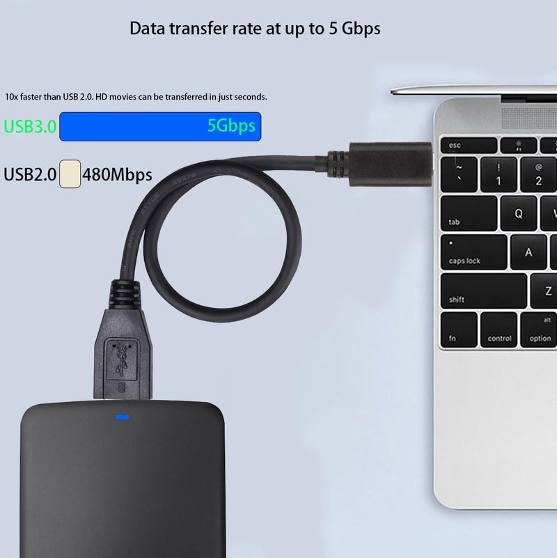 FRIGRAF 2IN1 External Hard Drive Cable 1.6FT,Super Speed Micro B 3.0 to USB C/A Cable, Compatible with WD,Toshiba,My Passport,Samsung,Seagate,MacBook Pro/Air, FORiPad/Tablet, iPhone15,Samsung Galaxy. - Image 4