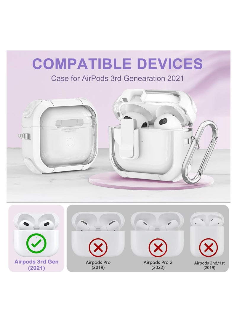 Airpods 3 Clear Case Cover Automatic Snap for Switch Secure Lock Case for Apple Airpod 3rd 2021 Generation Case Cover with Cute Candy Keychain for Women White - Image 3