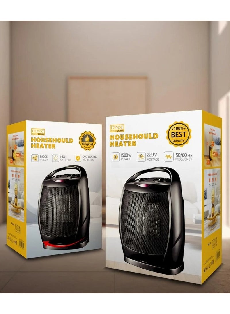 Denx Electric Heater – 1500W Power, 3 Heating Modes, 45° Oscillation, Tip-Over & Overheat Protection – Fast & Safe Heating - Image 5