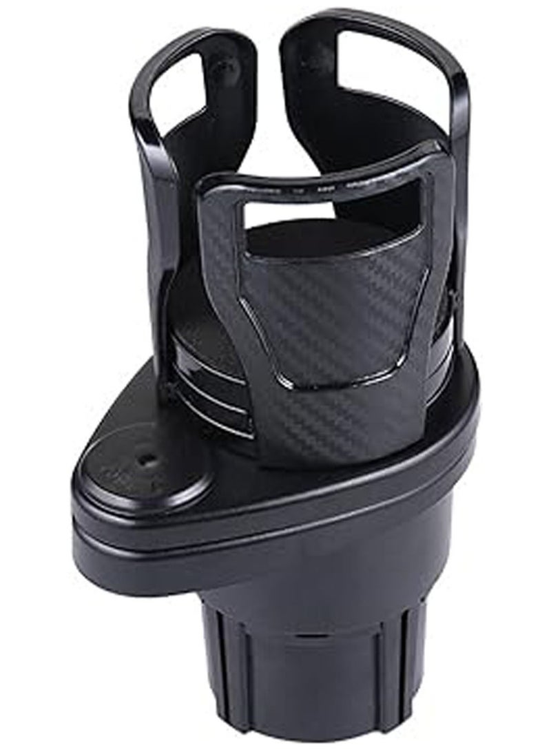 general Multi-Functional Car Water Cup Holder, One Point Two Double Layer Storage Type Rotary Car Water Cup Holder, 2 Suitable for Car Beverage Cup Holder Carbonfiberblack - Image 1