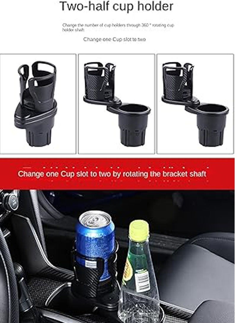 general Multi-Functional Car Water Cup Holder, One Point Two Double Layer Storage Type Rotary Car Water Cup Holder, 2 Suitable for Car Beverage Cup Holder Carbonfiberblack - Image 2