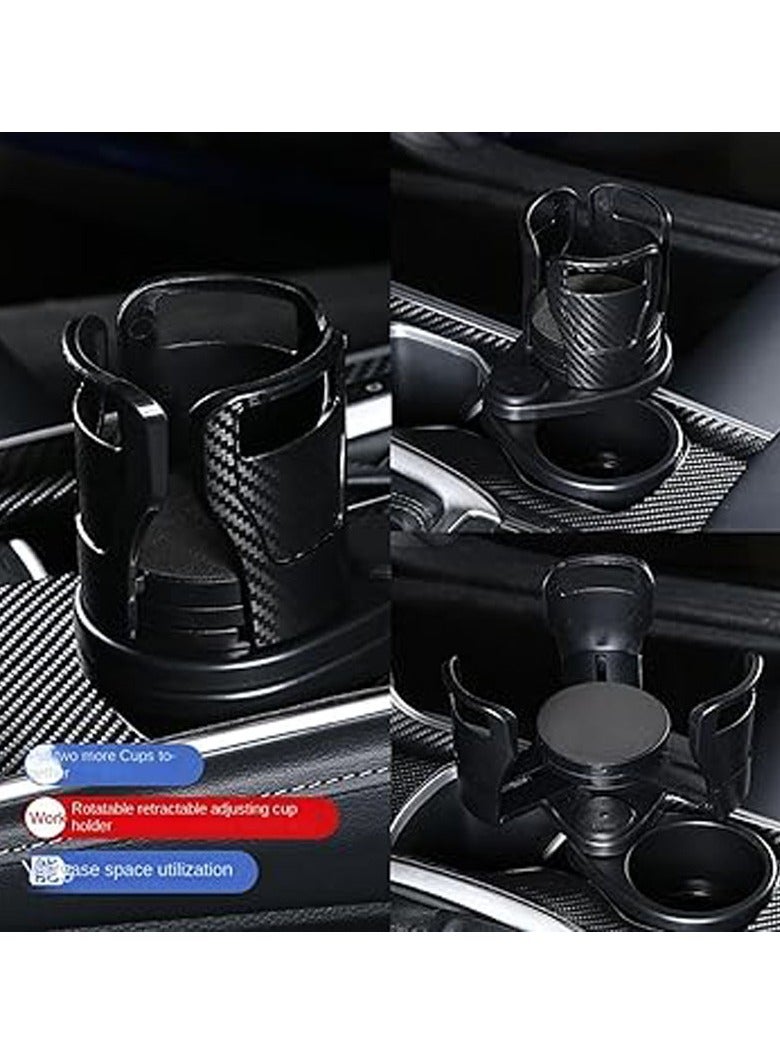 general Multi-Functional Car Water Cup Holder, One Point Two Double Layer Storage Type Rotary Car Water Cup Holder, 2 Suitable for Car Beverage Cup Holder Carbonfiberblack - Image 4