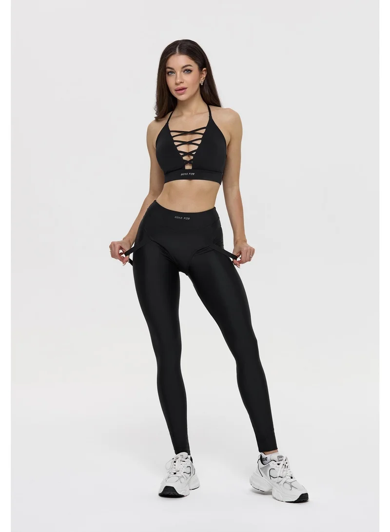 Bona Fide  Bona Fide X Top Black – Lace-Up Sculpting Sports Bra for Women | Best Price UAE