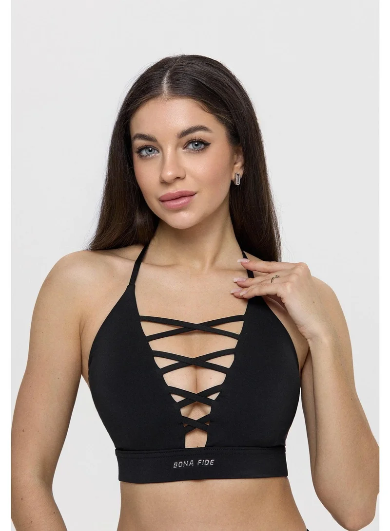 Bona Fide Bona Fide X Top Black – Lace-Up Sculpting Sports Bra
