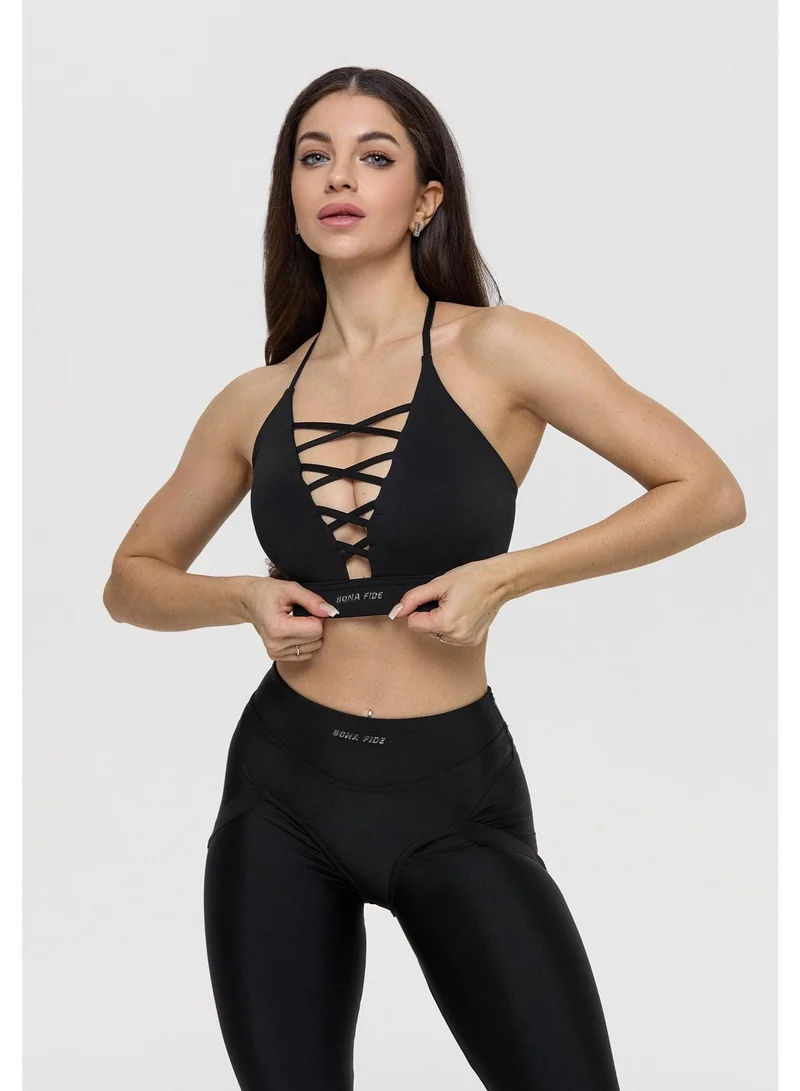 Bona Fide Bona Fide X Top Black Tummy Control Sports Bra for Women for Women | Best Price UAE