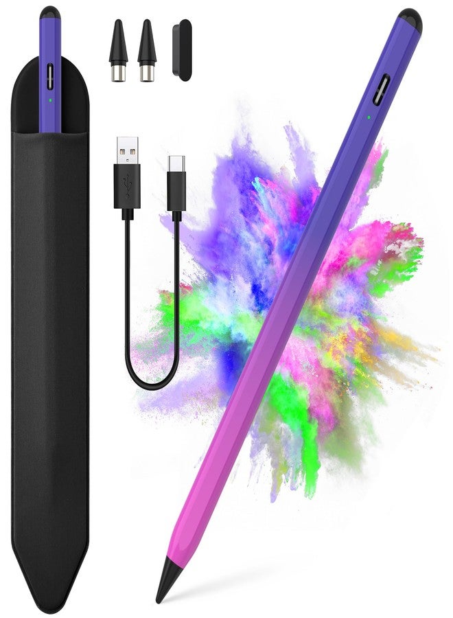 COO Stylus Pen for iOS&Android Touch Screens, Active Pencil for Samsung, Smart Digital Stylus Pens for Lenovo/Huawei/Vivo/Mi Tablets, iPhone/Google Pixel Smart Phones Drawing&Writing (Purple Rose Red) - Image 1