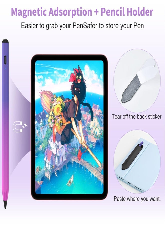 COO Stylus Pen for iOS&Android Touch Screens, Active Pencil for Samsung, Smart Digital Stylus Pens for Lenovo/Huawei/Vivo/Mi Tablets, iPhone/Google Pixel Smart Phones Drawing&Writing (Purple Rose Red) - Image 3
