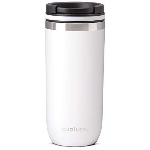 Cupture TWIST-TOP Vacuum-Insulated Stainless Steel Travel Mug, 16 oz, Winter White - Image 1