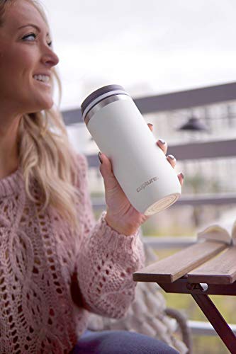 Cupture TWIST-TOP Vacuum-Insulated Stainless Steel Travel Mug, 16 oz, Winter White - Image 4