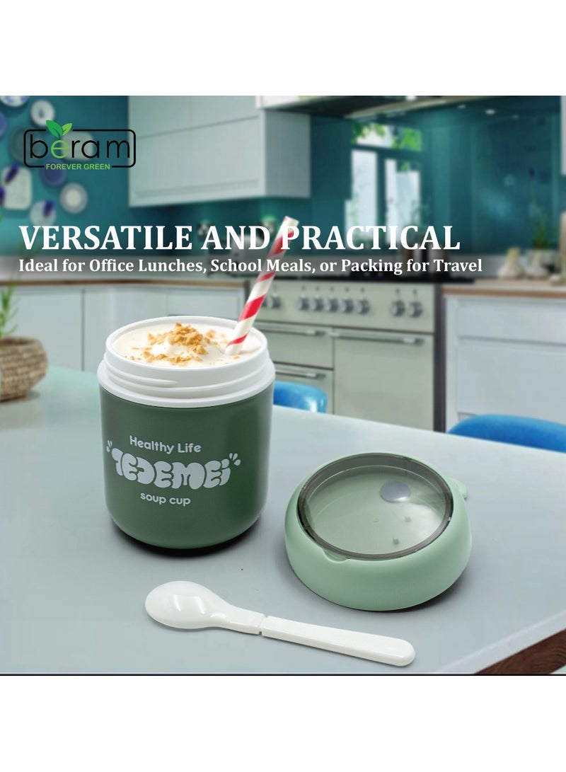 Beram Wheat Straw Soup Box, 510ml, Soup Bowls, Compartment Containers, Tiffins for Daily Use, Reusable Lunch Bags, Leak Proof, With Cutlery - Image 2