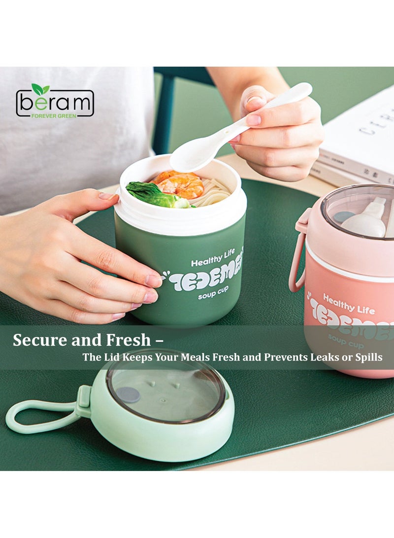 Beram Wheat Straw Soup Box, 510ml, Soup Bowls, Compartment Containers, Tiffins for Daily Use, Reusable Lunch Bags, Leak Proof, With Cutlery - Image 5