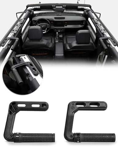 JROAD Bronco Aluminum Grab Handles Roll Bar NonSlip Grip HandlesCompatible with Ford Bronco 20212025 Front Or Rear Seat 4 Door SoftHard TopBronco Raptor Interior Accessories 2PCSBlack - Image 1